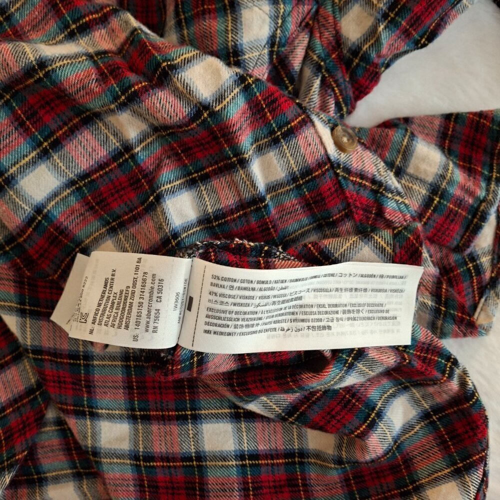 Abercrombie & Fitch Plaid Shirt Butyon Down Sz M Flannel Western Cowgirl Preppy - Picture 11 of 15